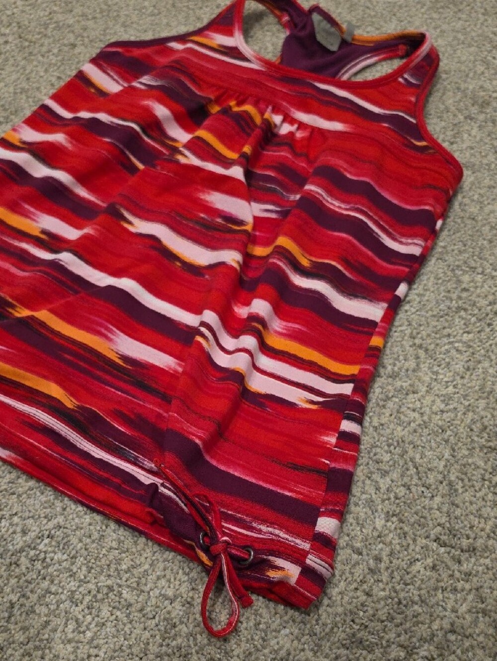Athleta Red Multicolor Striped Racerback Tank - Picture 4 of 4